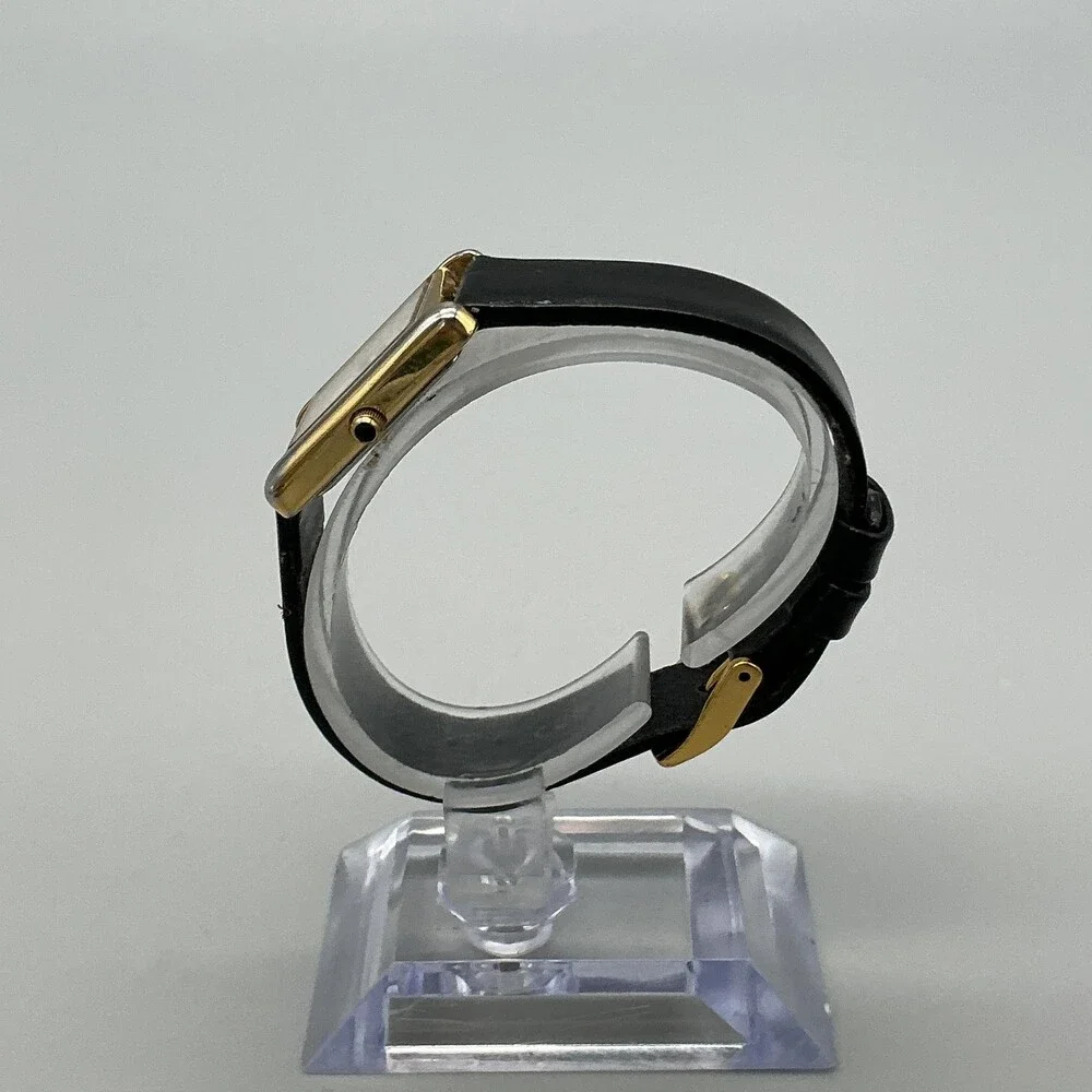 Caravelle By Bulova Womens Watch 20mm Tank White Dial Black Leather New Battery